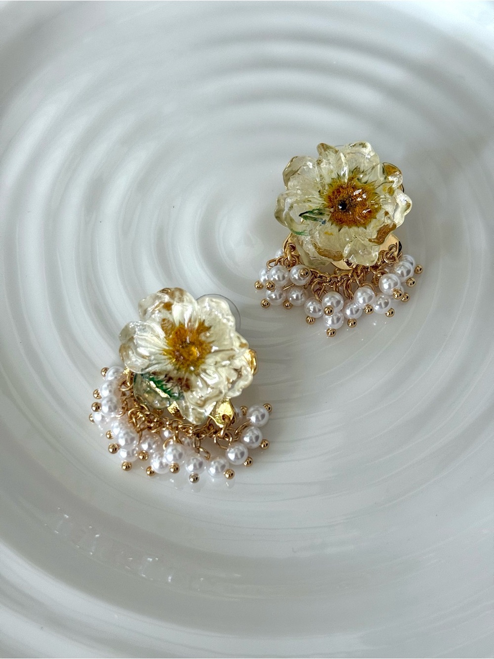 Summer Daisy Pearl Tassel Drop Earrings ｜925 Sterling Silver Posts